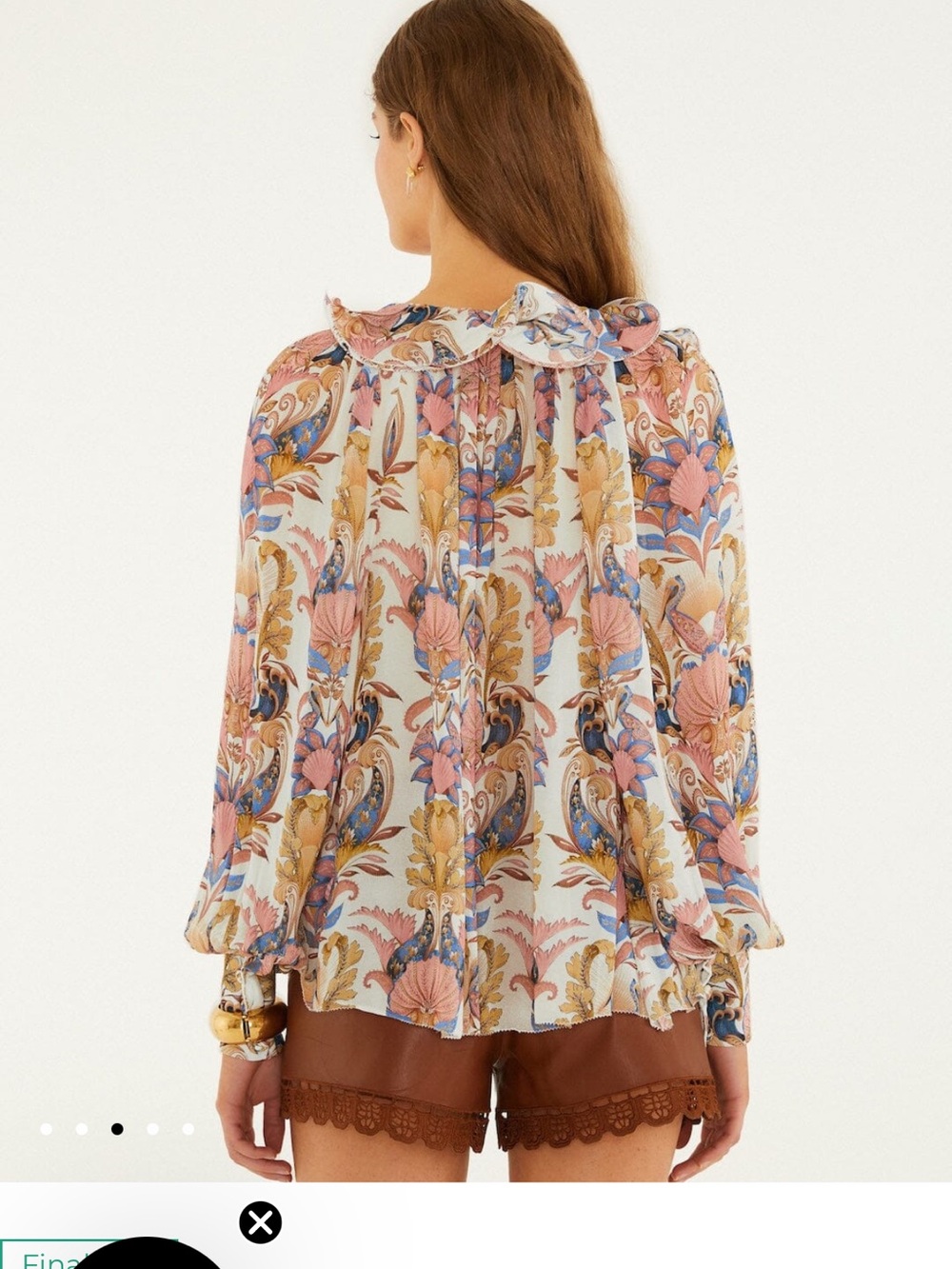 NWT FARM Rio Off-White Sea Garden Ruffled Long Sleeve Blouse size L - Picture 4 of 10